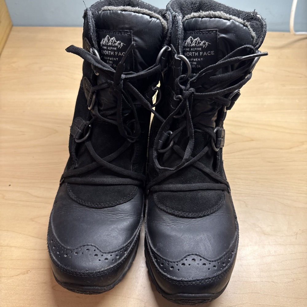 NORTH FACE lightweight soft Black leather casual boots‎ women's 8